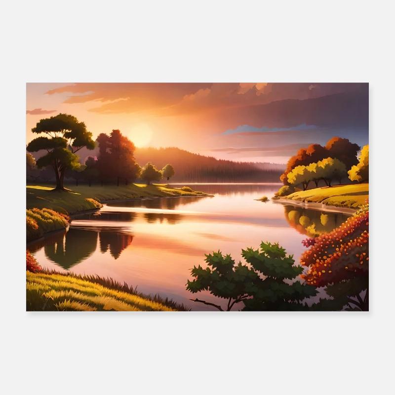 beautiful lake inside the forest Poster 24" x 16" (60x40 cm)