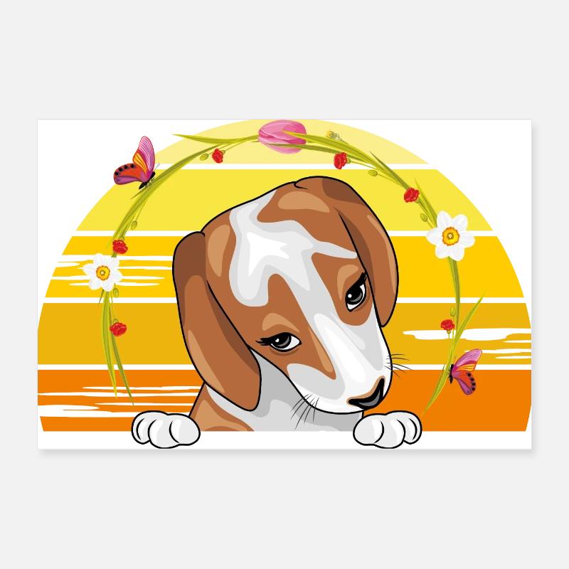 Portrait d’un chiot Beagle mignon et timide Poster 60 x 40 cm
