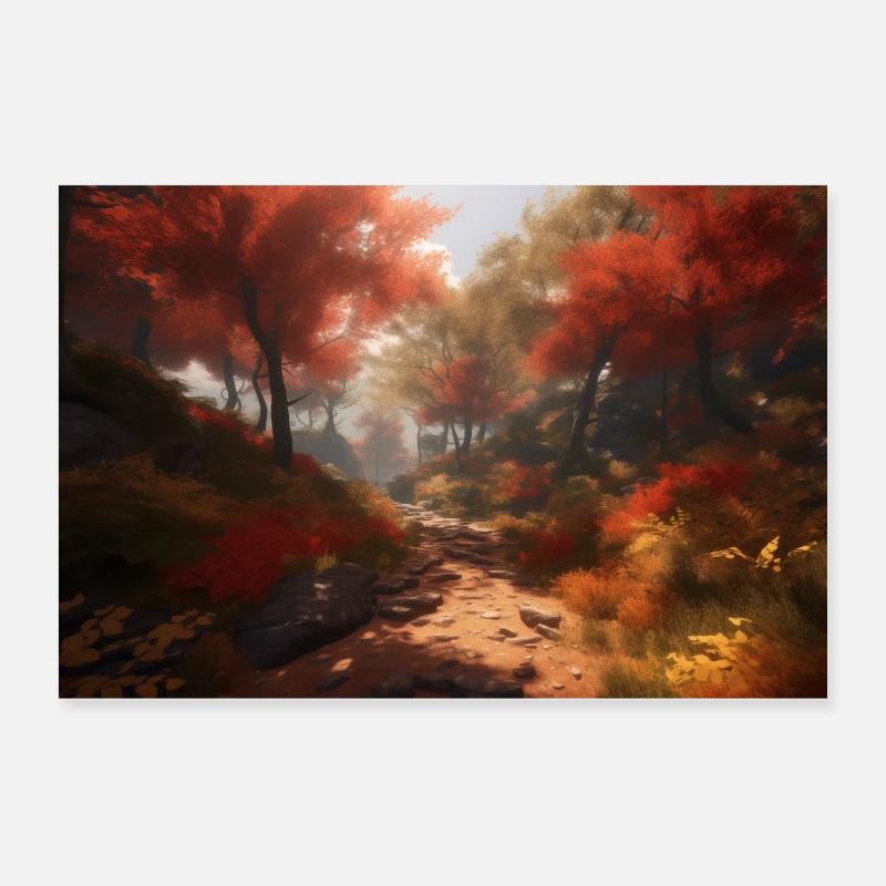 Sentier forestier d’automne Poster 60 x 40 cm