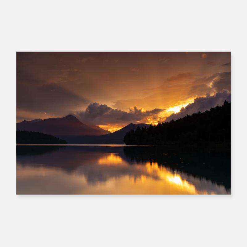 Coucher de soleil au lac Walchensee Poster 60 x 40 cm