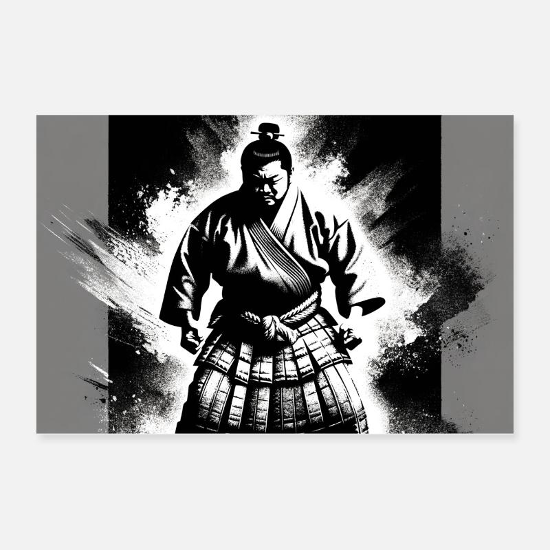 Monochromes grafisches Sumo-Poster - Poster 60x40 cm - Weiß