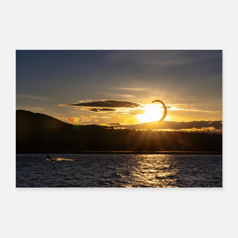 Kitesurfeurs au lac Kochelsee Poster 60 x 40 cm