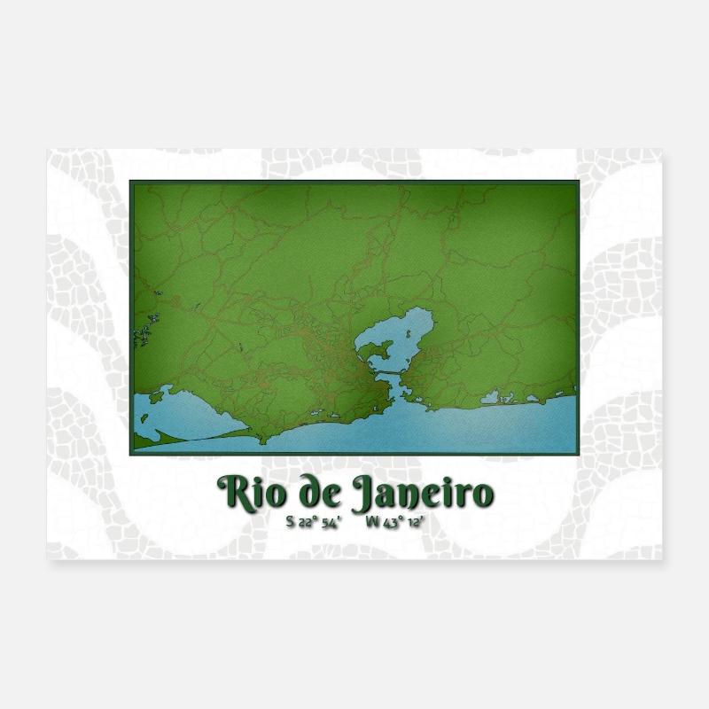 Carte de Rio de Janeiro Poster 60 x 40 cm