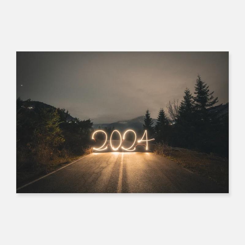 Jahr 2024 lightpaint Poster 60x40 cm