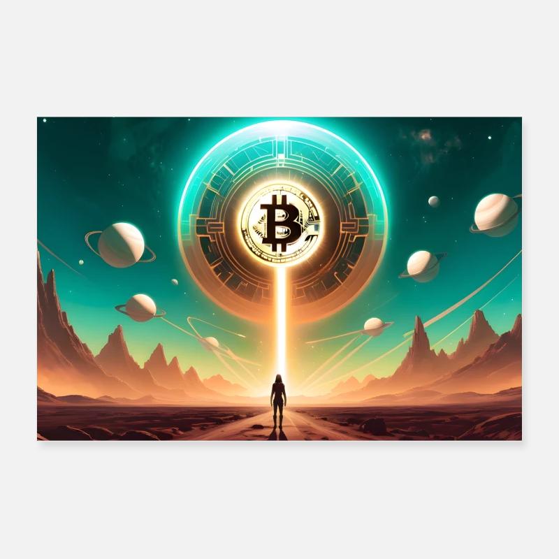 Bitcoin Crypto Space Alien Poster Poster 60 x 40 cm