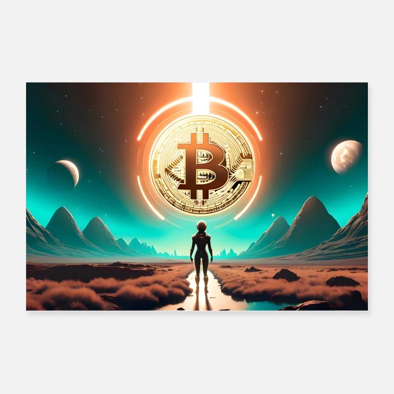 Bitcoin Crypto Space Alien Poster Poster 60 x 40 cm