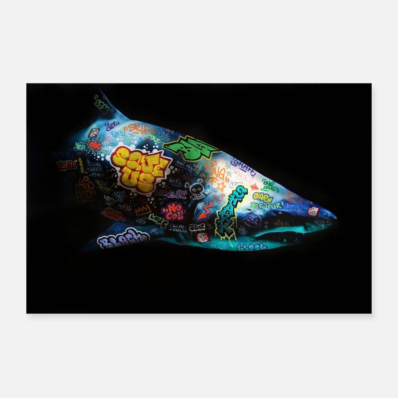 Graffiti Requin van Blach® Poster 60x40 cm