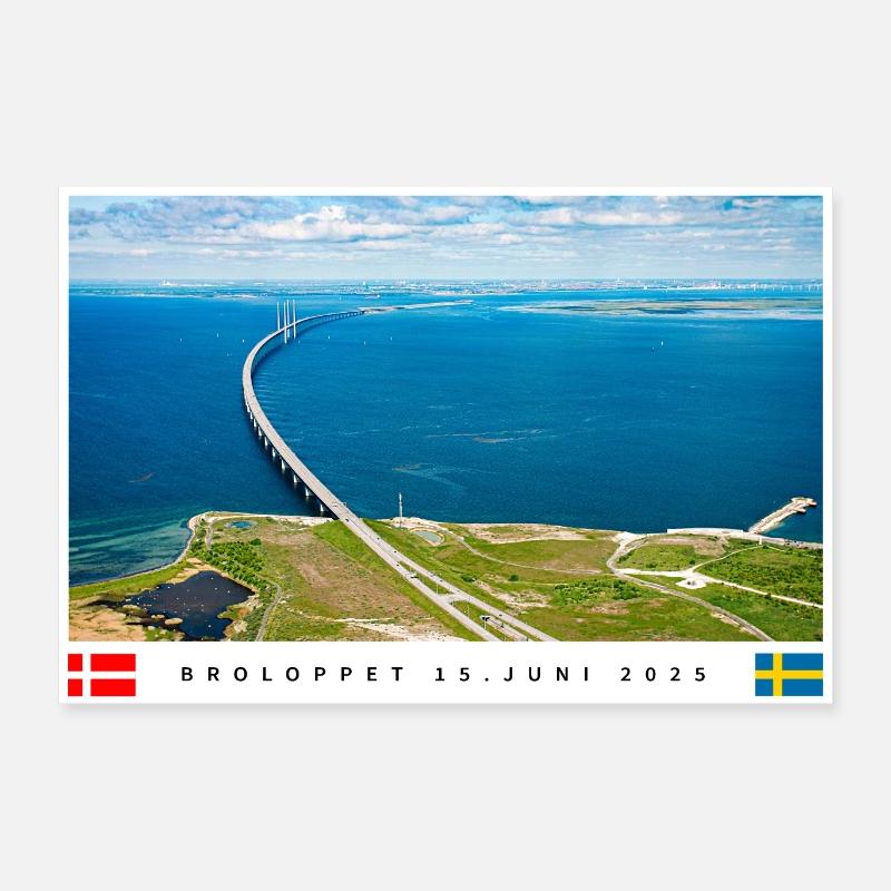 Motif de pont coloré avec date et drapeaux Poster 60 x 40 cm