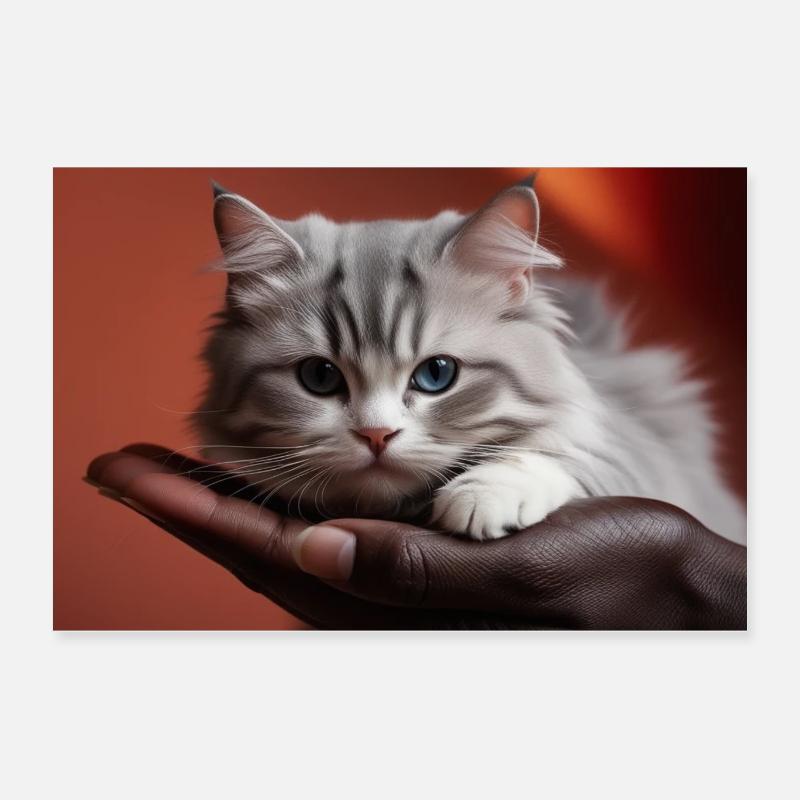 Verspieltes Kätzchen in der Hand Poster 60x40 cm