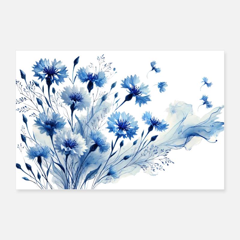 Cornflower in dreamlike design – nature's elegance Poster 24" x 16" (60x40 cm)