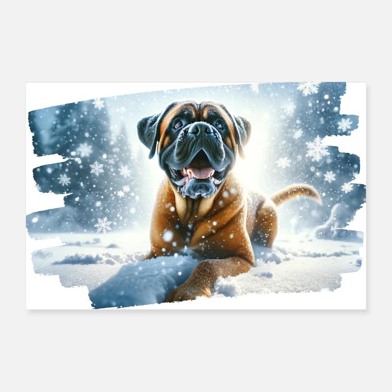 Boxer in wintry snowy landscape Poster 24" x 16" (60x40 cm)