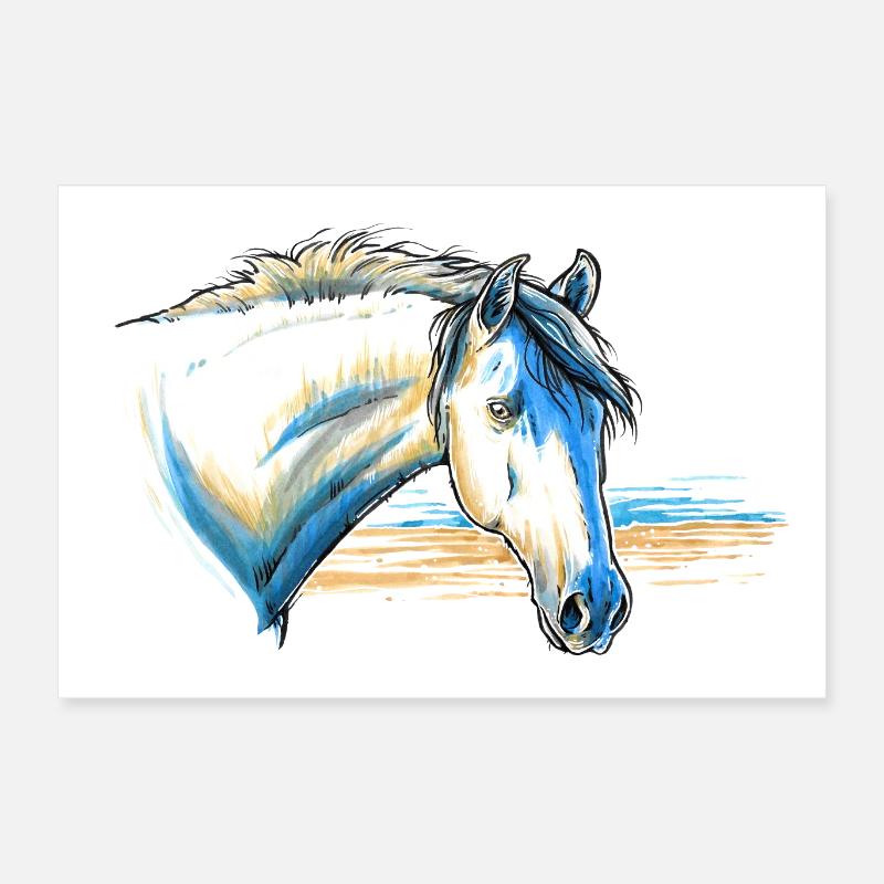 Portrait de cheval camarguais Poster 60 x 40 cm