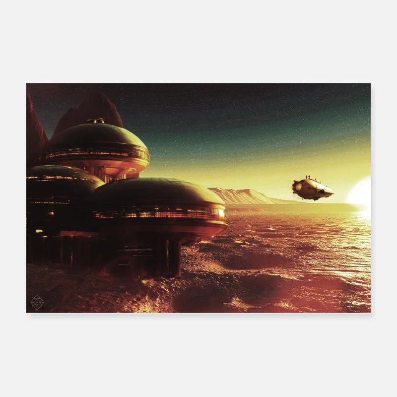 Galactic Explorer – Weltraum-Steampunk-Reise - Poster 60x40 cm - Weiß