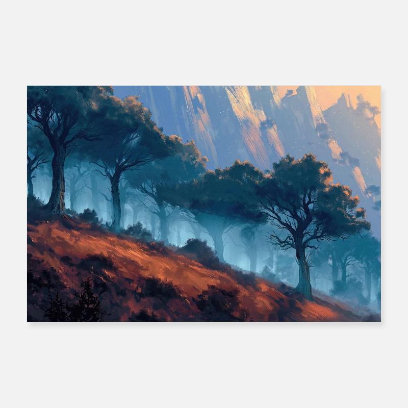 Poster Illustration Paysage de Forêt Poster 60 x 40 cm