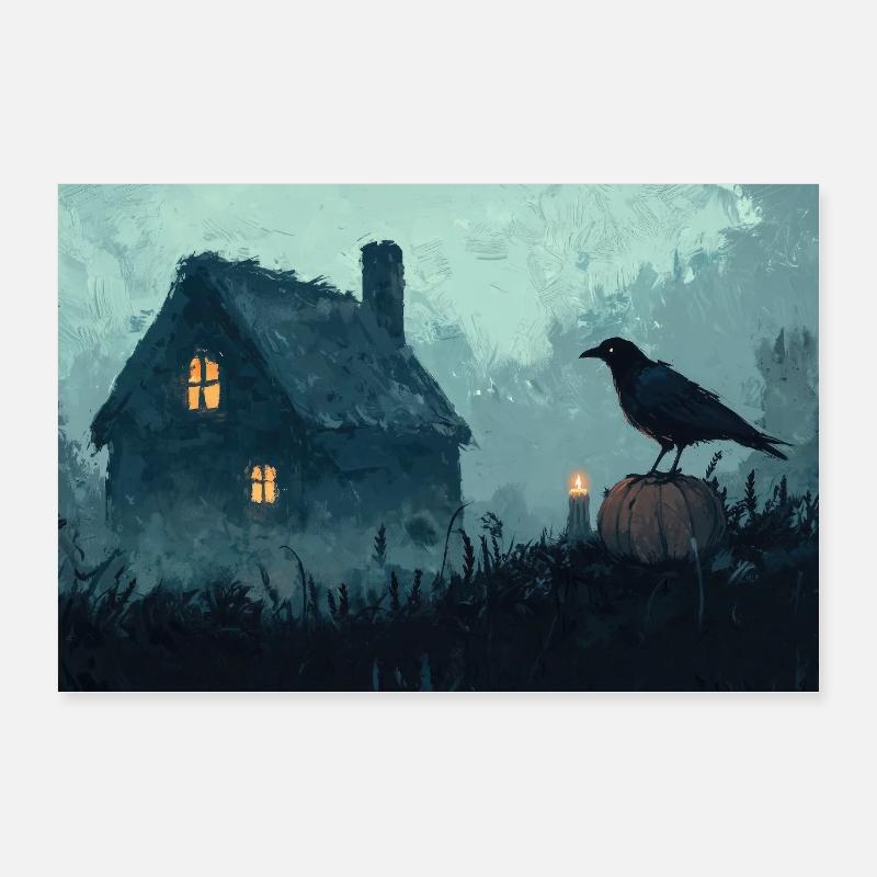 Poster Illustration Maison Hantée Poster 60 x 40 cm