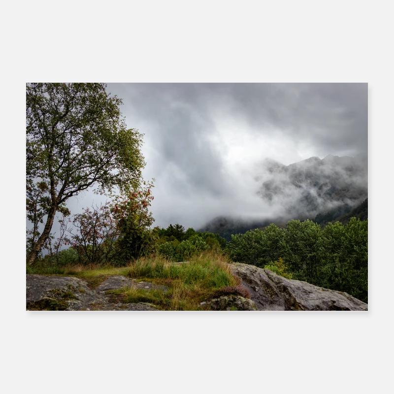 Forêt de nuages sur le plateau rocheux Poster 60 x 40 cm