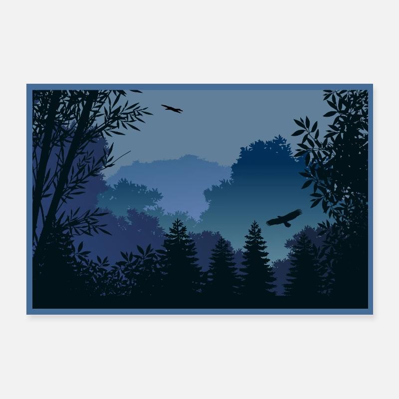 bos_in_avondschemering_met_arenden Poster 60 x 40 cm