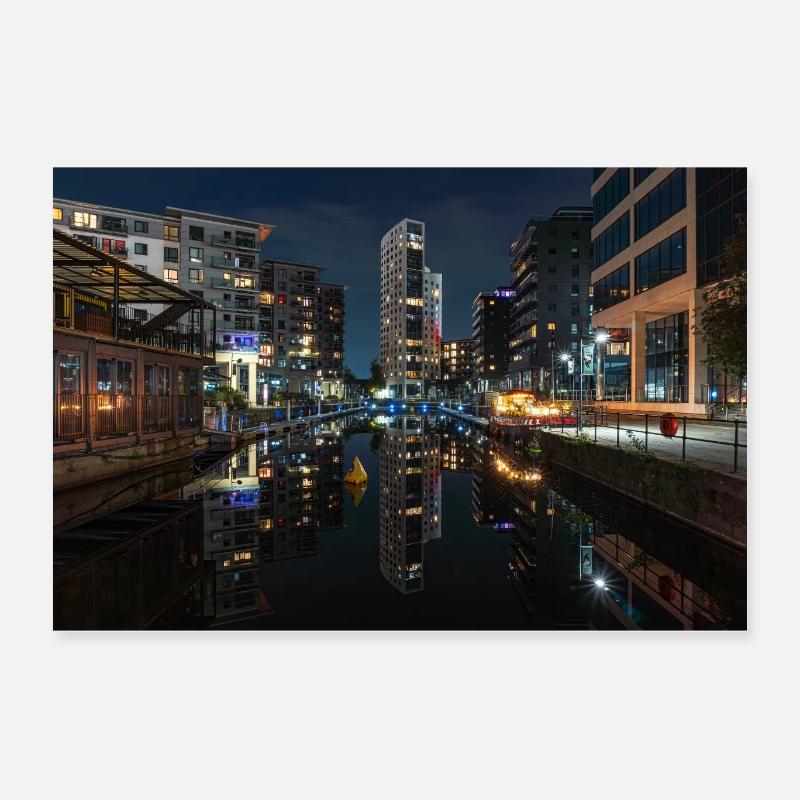 Urban Reflection At Night Poster 24" x 16" (60x40 cm)
