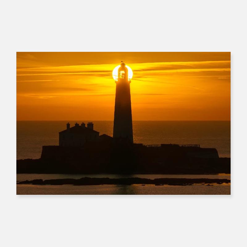 lever du soleil Phare de St Marys Poster 60 x 40 cm
