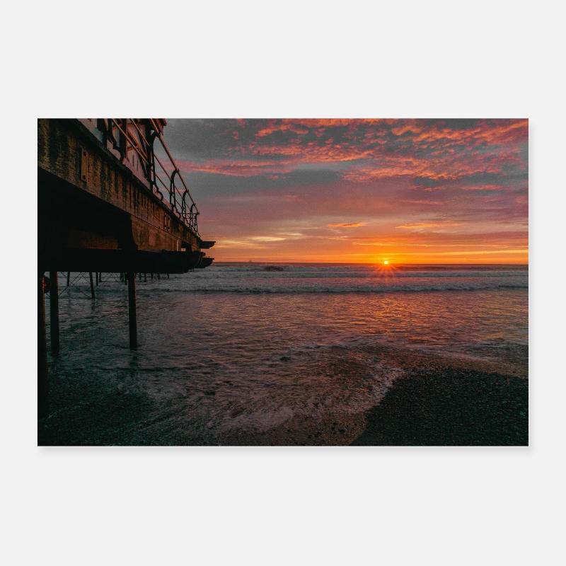 Lever du soleil Saltburn Pier à Quiet Shore Poster 60 x 40 cm