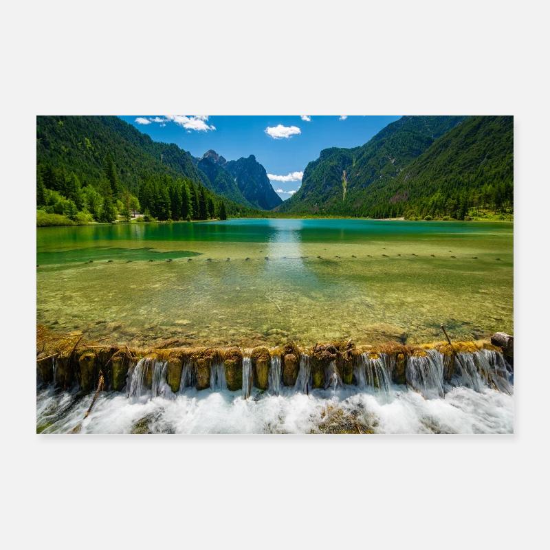 Toblacher See in den Dolomiten Poster 60x40 cm