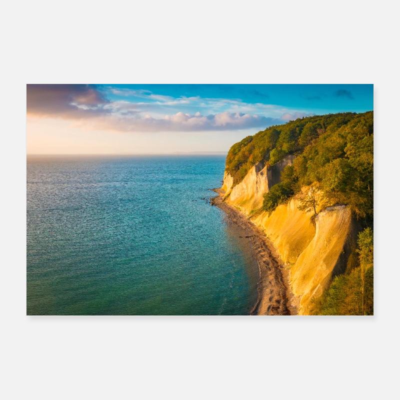 Chalk coast in golden light Poster 24" x 16" (60x40 cm)