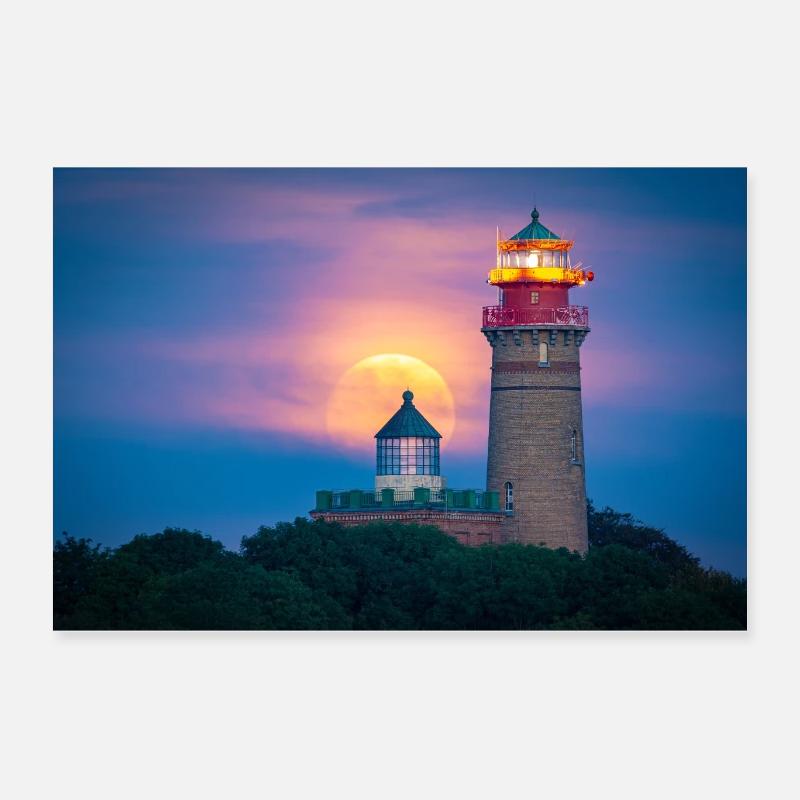 Moonlight Lighthouse Coast Poster 24" x 16" (60x40 cm)