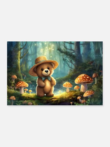 Teddy bear in the fairytale forest - Poster 24" x 16" (60x40 cm) - white - Front