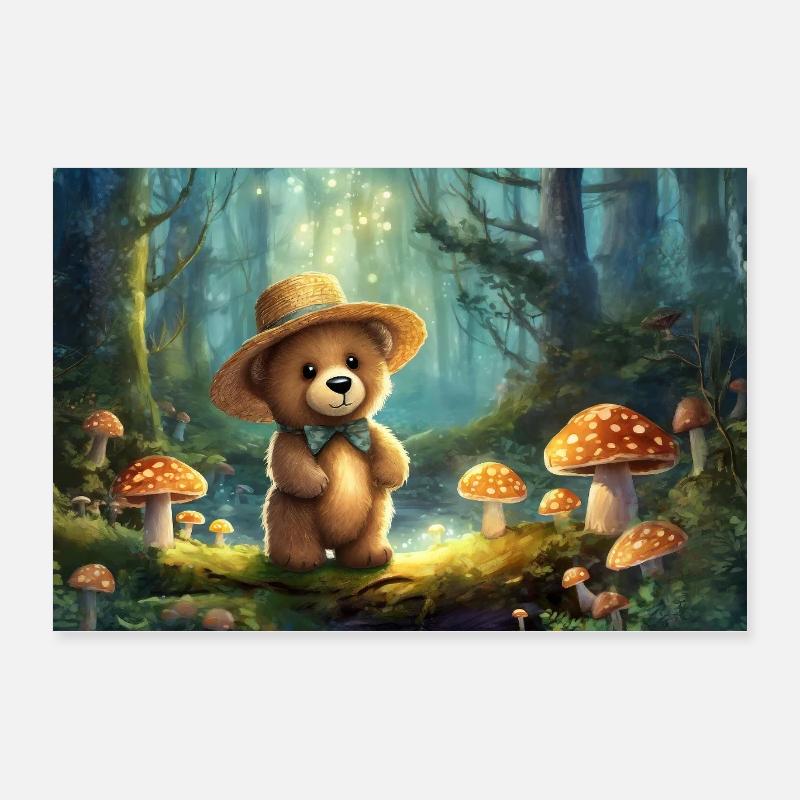 Teddy bear in the fairytale forest Poster 24" x 16" (60x40 cm)