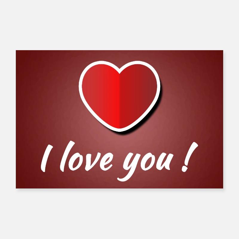 Je t’aime - Affiche avec cœur Poster 60 x 40 cm
