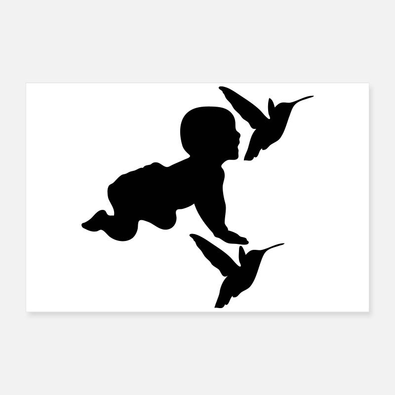 Baby Birds Vögel Kind Geburt Eltern Geschenk Poster 60x40 cm