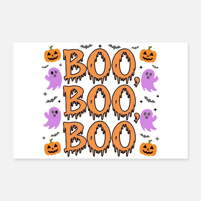 Fun Halloween ‘BOO’ Ghosts and Pumpkins Poster 24" x 16" (60x40 cm)