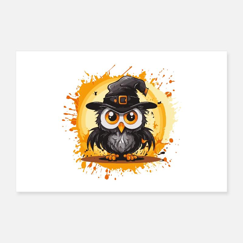 Night Owl Wizard Halloween Poster 24" x 16" (60x40 cm)