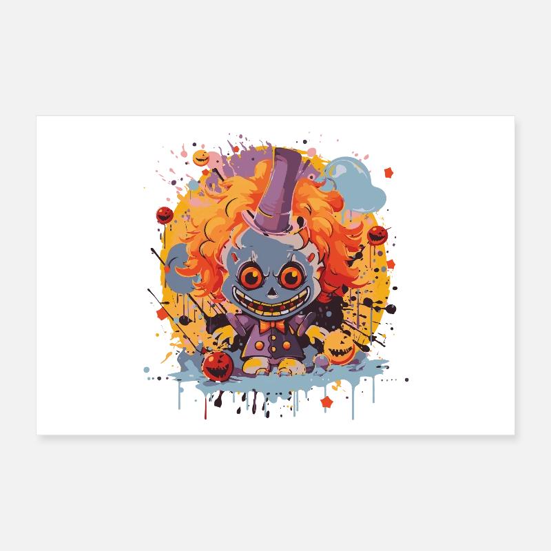 Clown coloré avec chapeau haut de forme Poster 60 x 40 cm