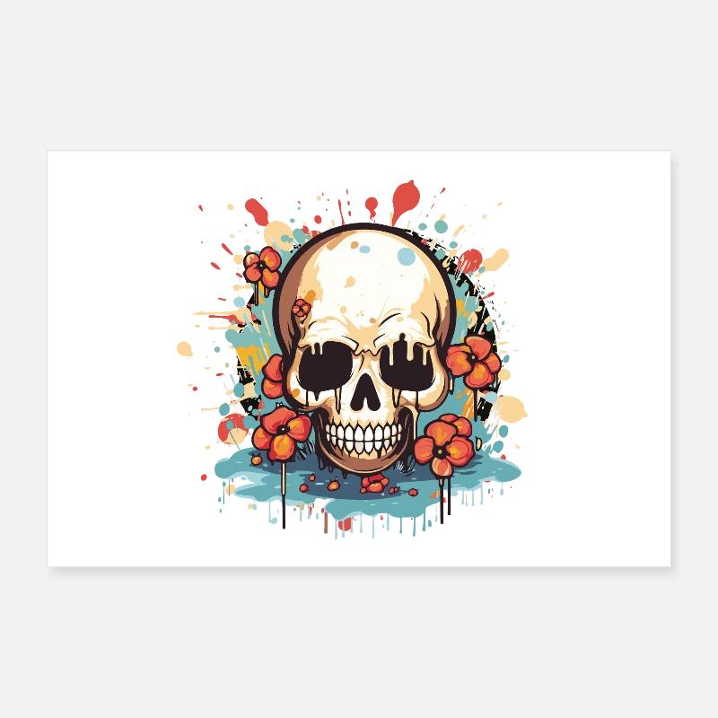 Explosion de crâne de fleur Poster 60 x 40 cm