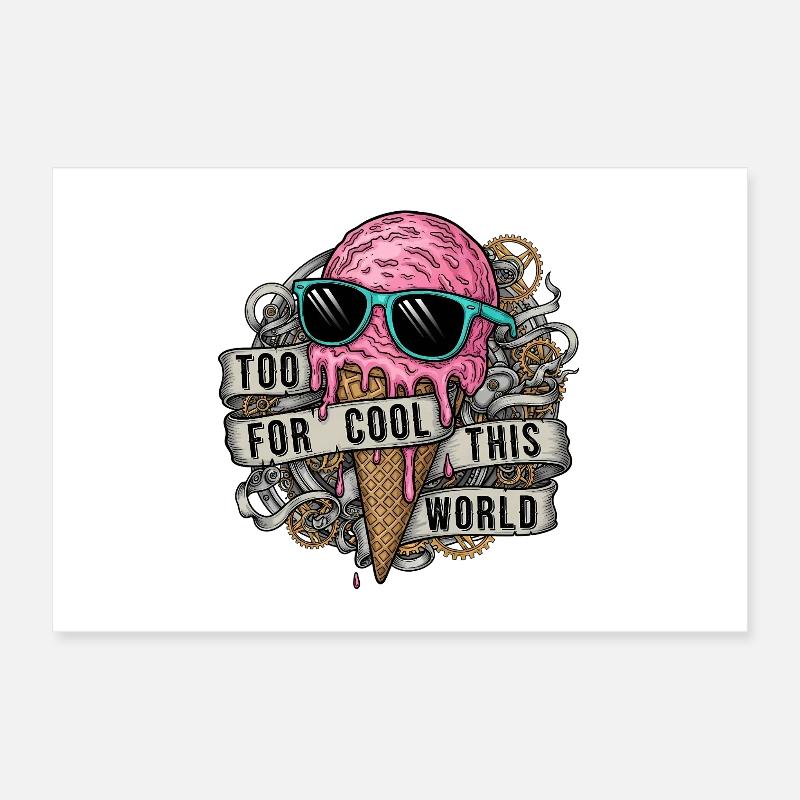 Zu cooles Eiscreme-Wortspiel Poster 60x40 cm