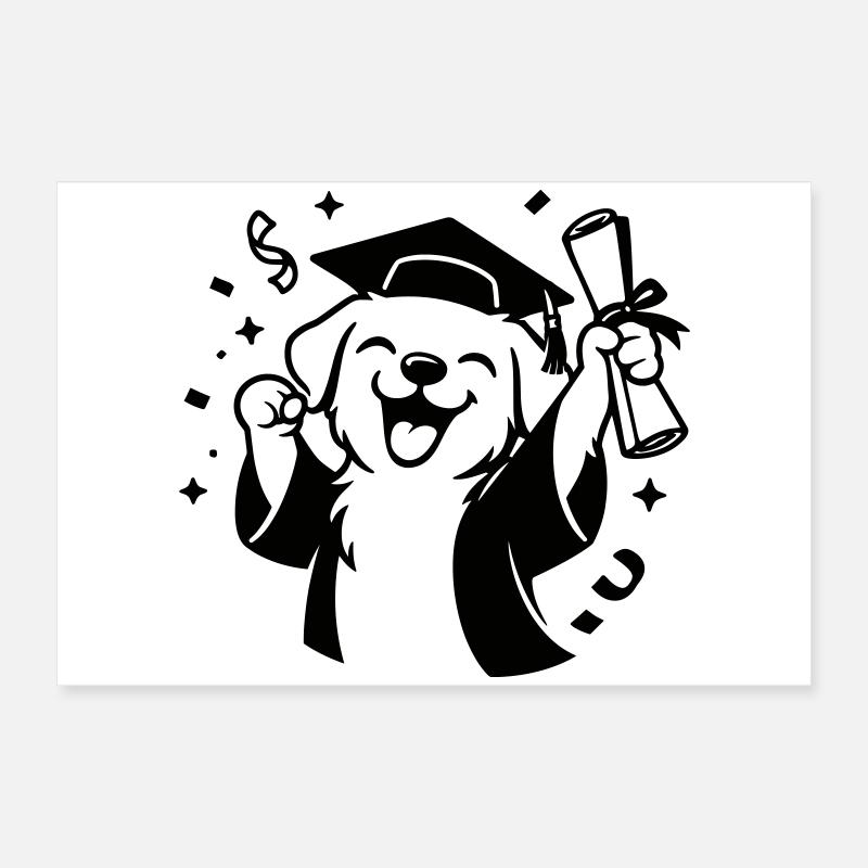 Chien avec diplôme Poster 60 x 40 cm