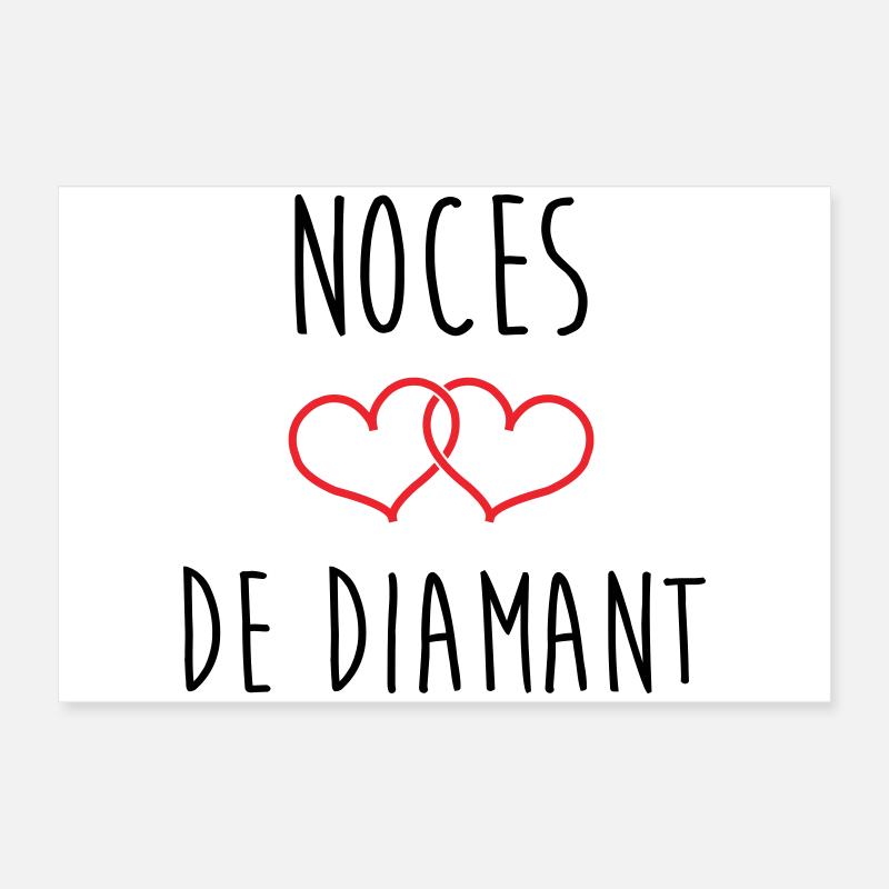 Anniversaire Mariage - Noces de Diamant (60 ans) Poster 60 x 40 cm