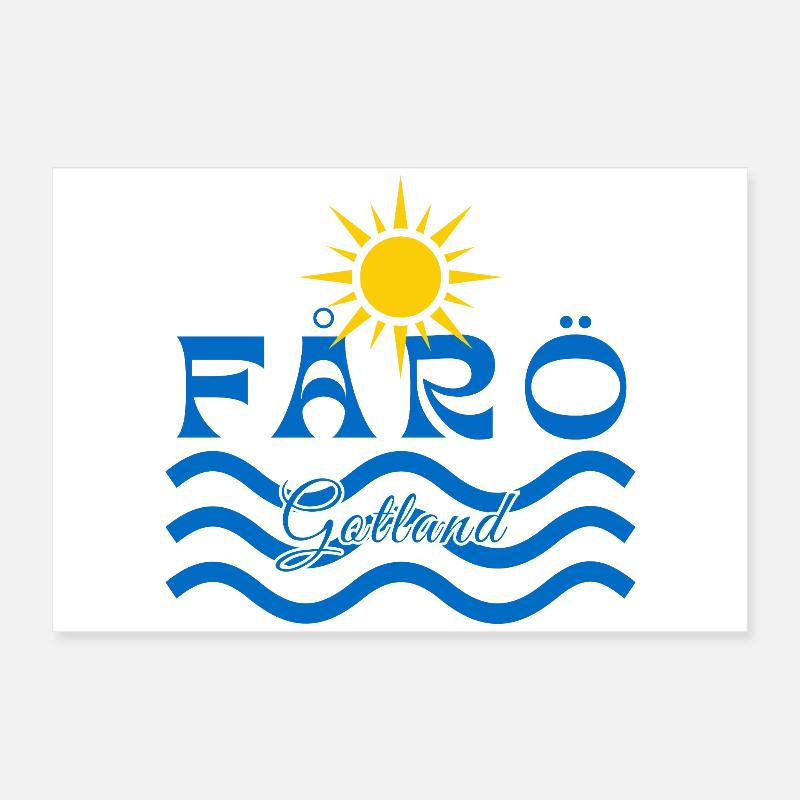 Fårö Gotland-Soleil et Vagues Poster 60 x 40 cm