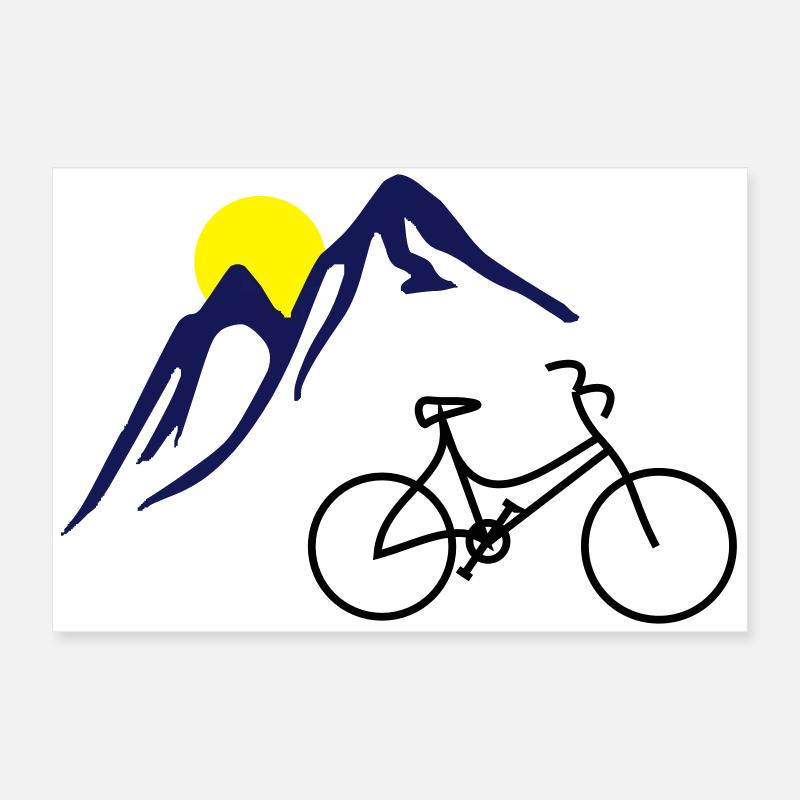 Fahrrad, Berge und Sonne Poster 60x40 cm
