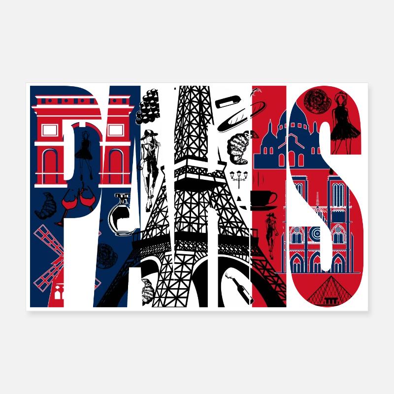 Collage Paris Eiffel Tour Poster 60 x 40 cm