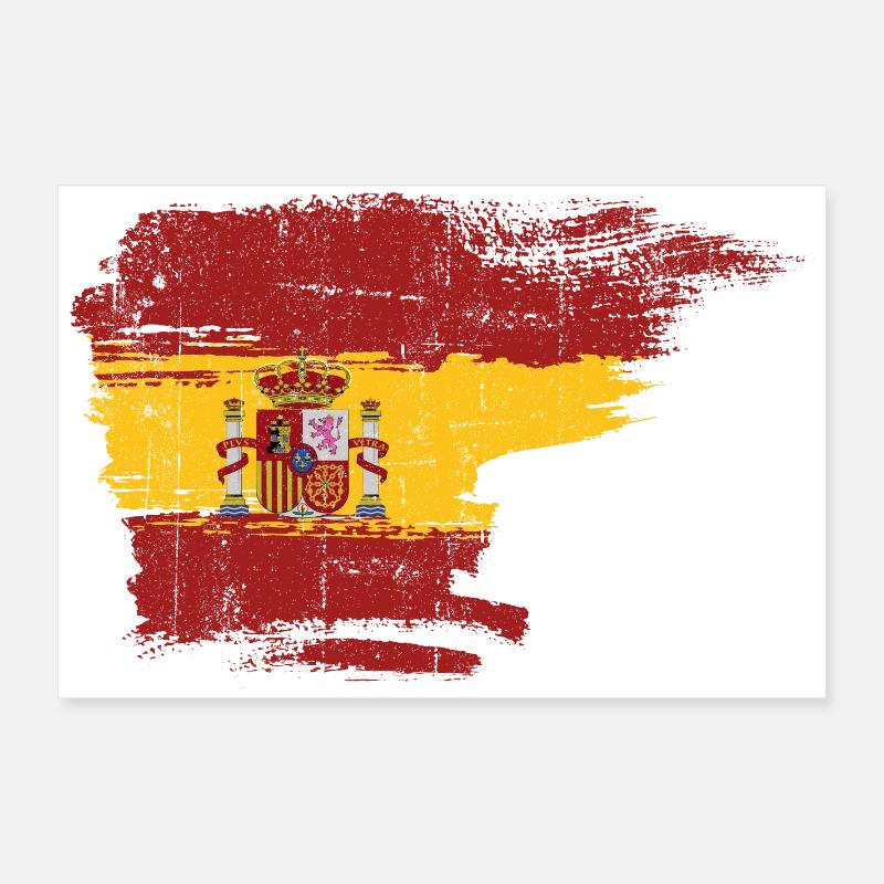 Spain Flag Brushstroke Crest Poster 24" x 16" (60x40 cm)
