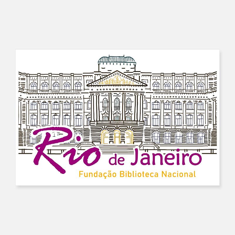 Rio de Janeiro, Brésil Bibliothèque de dessin à la main Poster 60 x 40 cm