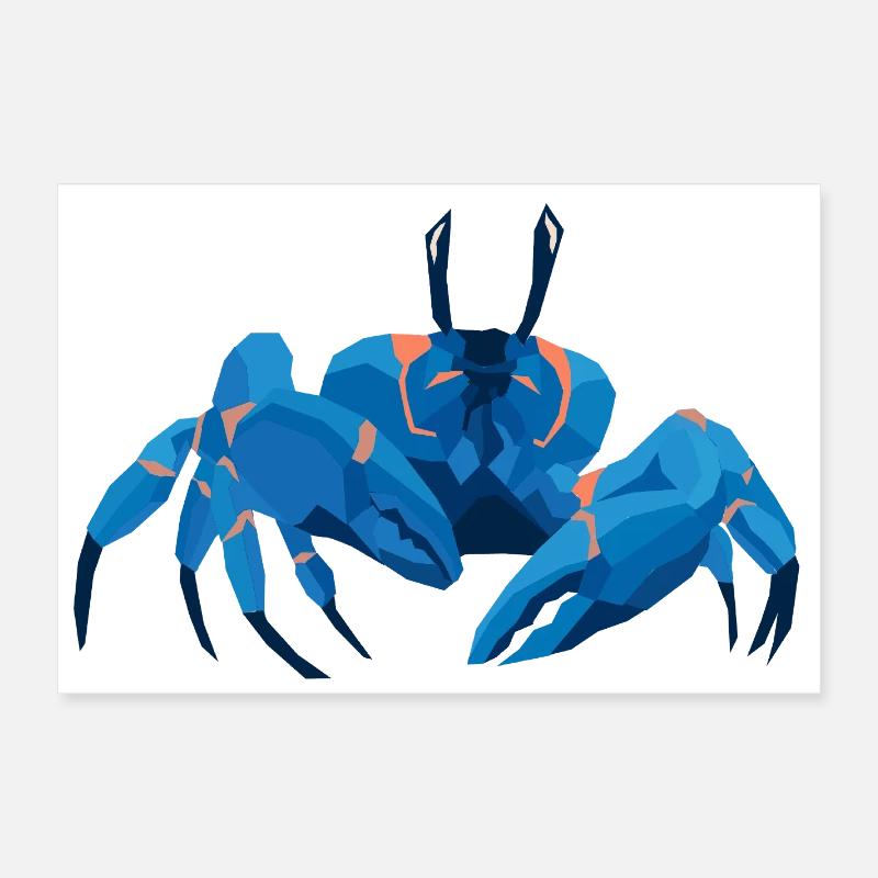 Blaue Krabbe Polygonaler Stil Poster 60x40 cm