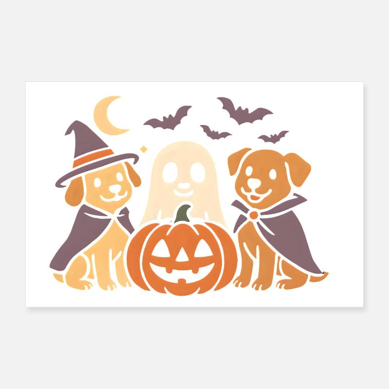 Chiens Halloween Citrouille Poster 60 x 40 cm