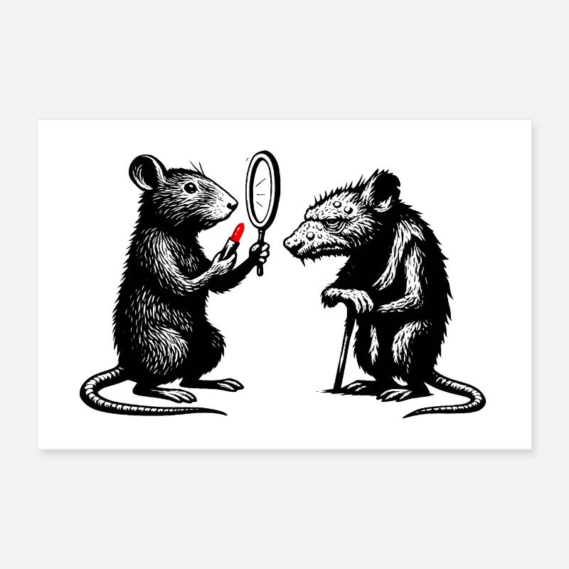 Rat Noir Miroir Duel Poster 60 x 40 cm