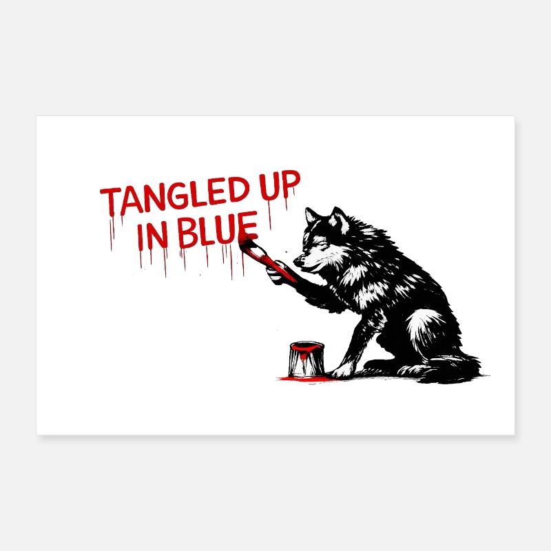 BlutrotTW Wolf Schrift Poster 60x40 cm