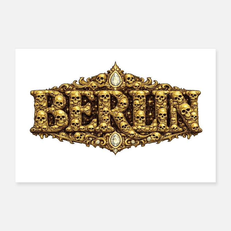 Barocker BERLIN mit Totenschädel Poster 60x40 cm