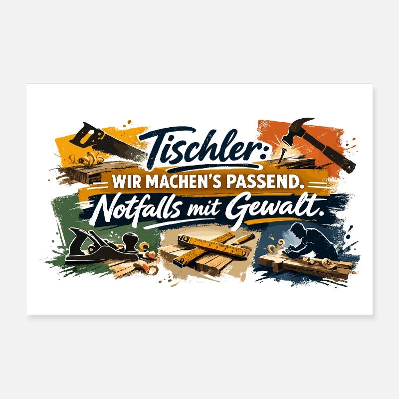 Tischler Spruch: Wir machen's passend Poster 60x40 cm