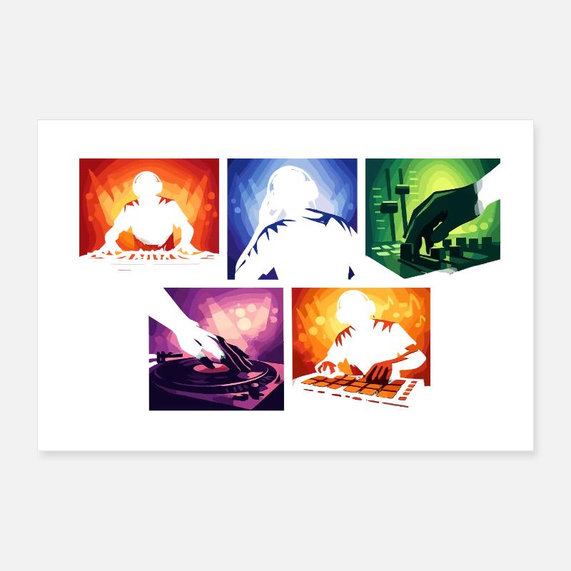 Sound Waves DJ Set Explosion de couleurs Poster 60 x 40 cm